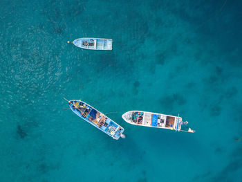 High angle view of boat in sea