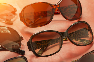Close-up of sunglasses on table in store