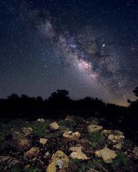 Scenic view of star field against sky at night