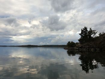 Scenic view of lake against sky