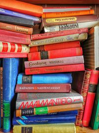 Close-up of books in shelf