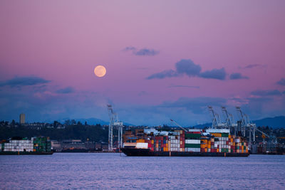 Scenic view of sea against sky at dusk