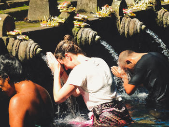 Young couple in water