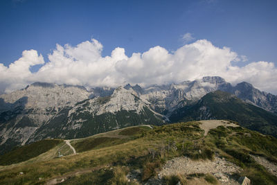 Scenic view of mountains against sky
