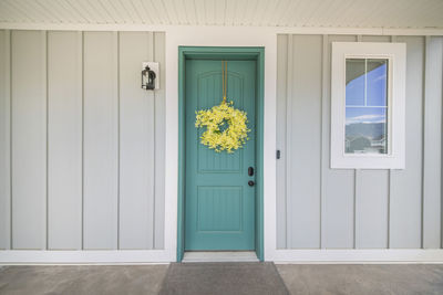 Closed door of building