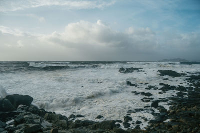 Scenic view of sea and cloudy sky