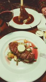 Close-up of food served in plate