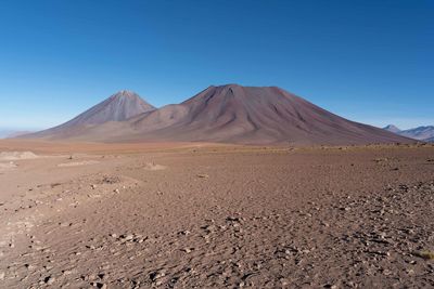 Scenic view of desert against blue sky