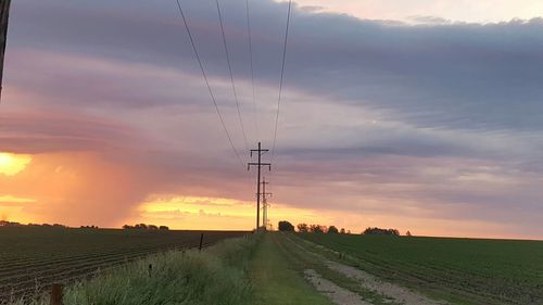 Scenic view of field against cloudy sky