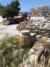 View of buildings against blue sky
