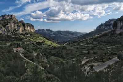 Scenic view of mountains against sky