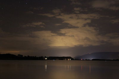 Scenic view of sea against sky at night