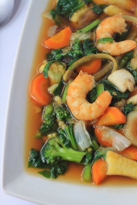 High angle view of salad served in bowl