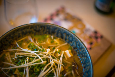 Close-up of soup in bowl