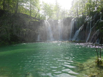 Scenic view of waterfall