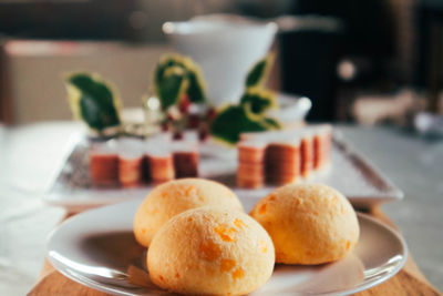 Close-up of macaroons on table