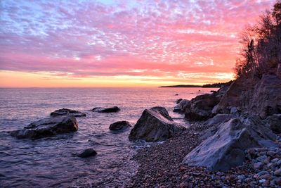 Scenic view of sea against dramatic sky