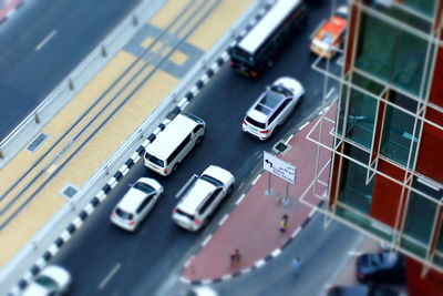 High angle view of traffic on city street