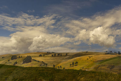 Scenic view of land against sky