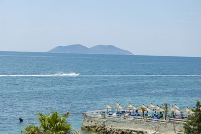 Scenic view of sea against clear sky