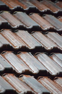 Close up of clay tile in monsoon