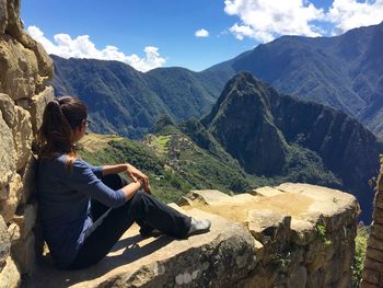 Woman looking at mountains