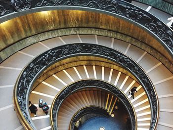 High angle view of spiral stairs