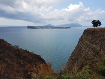 Scenic view of sea against cloudy sky