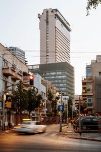 Cars on street in city