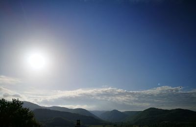 Scenic view of silhouette mountains against sky