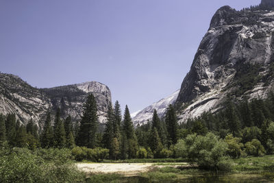 Scenic view of mountains against clear sky