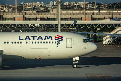 Airplane on airport runway