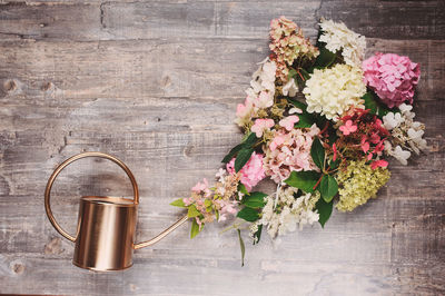 High angle view of flower pot on table