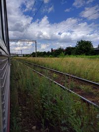 Train near train tracks