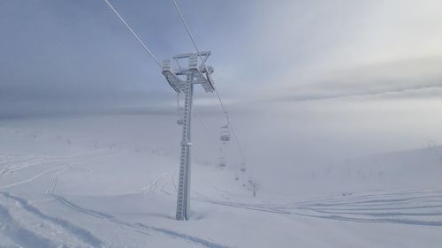 Low angle view of electricity pylon against sky