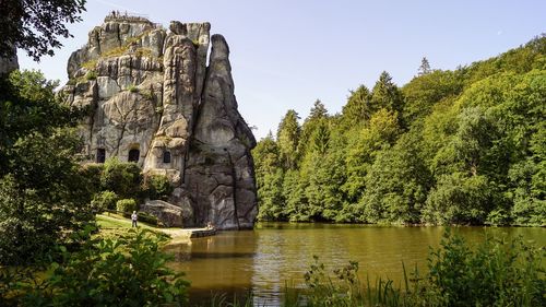 Scenic view of lake against clear sky