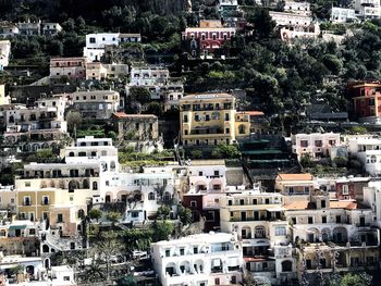 High angle view of buildings in city