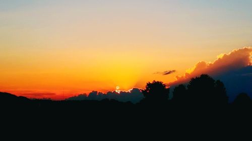 Silhouette trees against sky during sunset