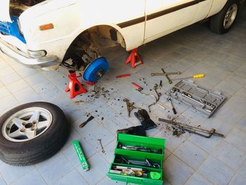 High angle view of stuffed toy on floor