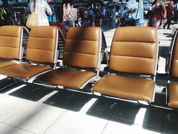 Empty chairs in row