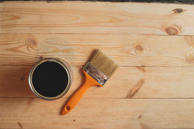 High angle view of coffee on table