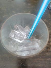 High angle view of ice cream on table