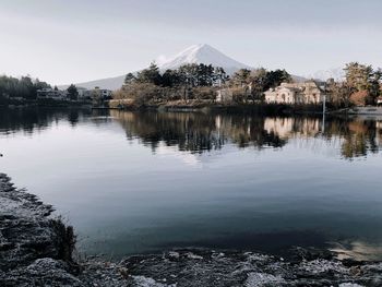 Scenic view of lake against sky