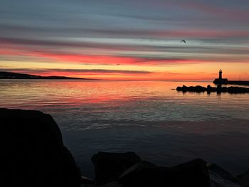 Scenic view of sea during sunset