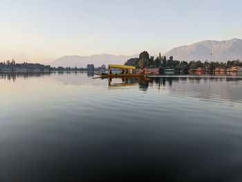 Scenic view of lake against clear sky