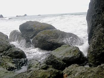 Scenic view of sea against clear sky