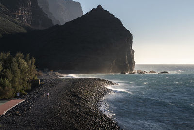 Scenic view of sea against clear sky