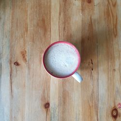 High angle view of coffee on table