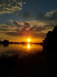 Scenic view of lake at sunset