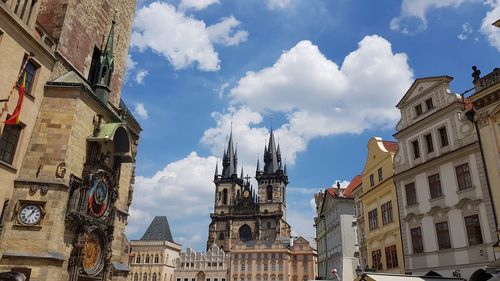 Low angle view of buildings against sky